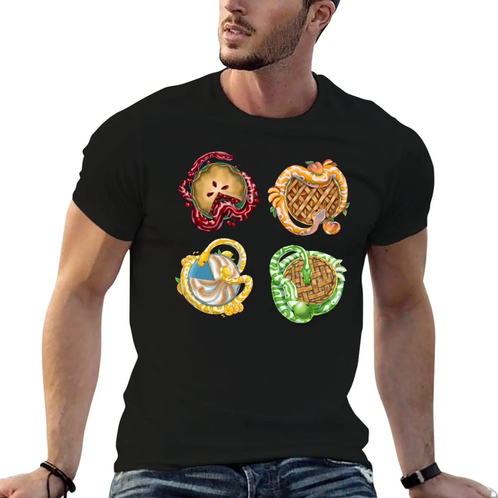 Фото Футболка Fruit Pie-thons, мужская футболка из 100% хлопка, люксовый бренд, мужские футболки для мужчин, футболка №1