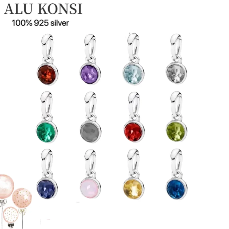 

S925 Sterling silver Original December birthstone series color style string pendant DIY fashion beads For Women Jewelry