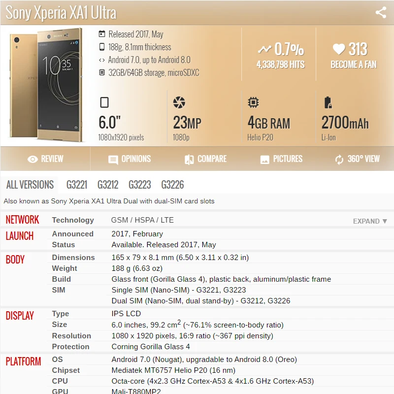 Оригинальный ЖК-дисплей 6 0 дюйма подходит для Sony Xperia XA1 Ultra G3221 G3212 G3223 G3226 сенсорный