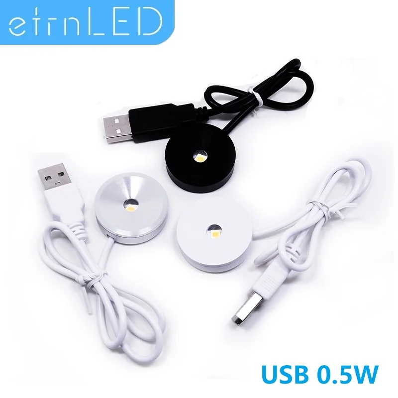 

etrnLED USB Led Light Mini Spotlight 5V Round Surface Mounted Cabinet Display Showcase Small Lamp Ceiling Spot Home Black White