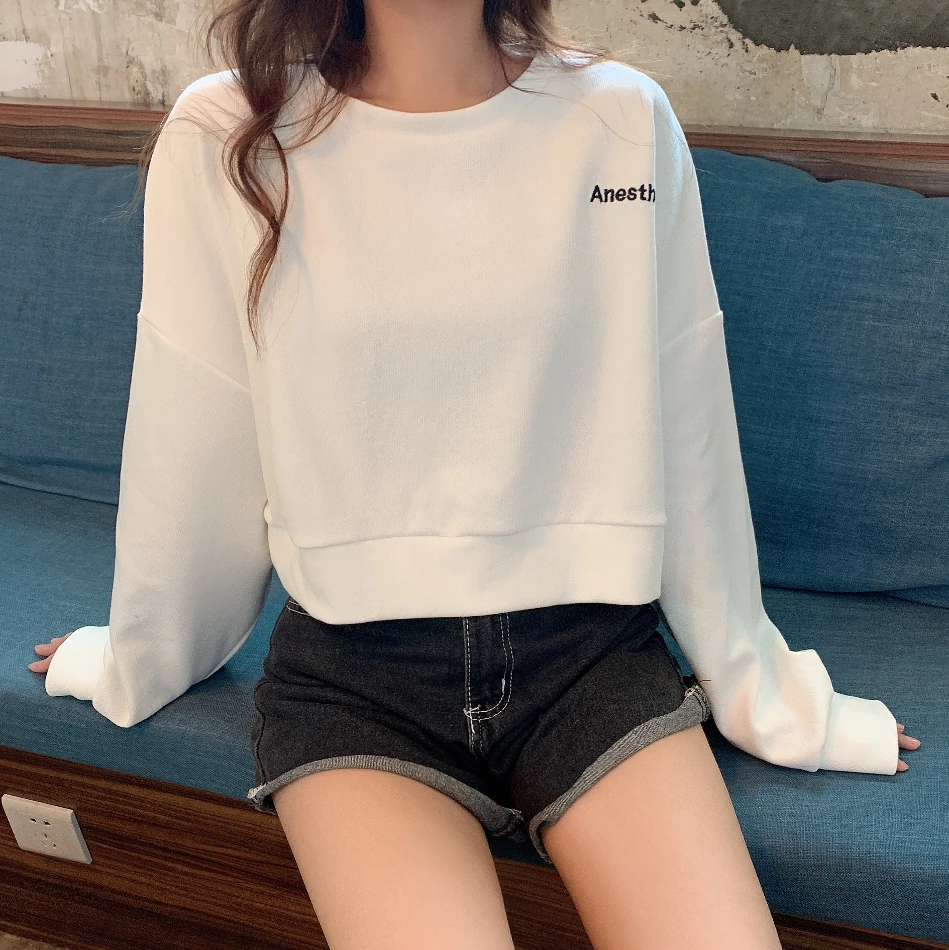 

New No Hat Hoodies Sweatshirts Women Spring Short Style Thin BF Ulzzang Letter Printed Simple Student All-match Pullover Tops