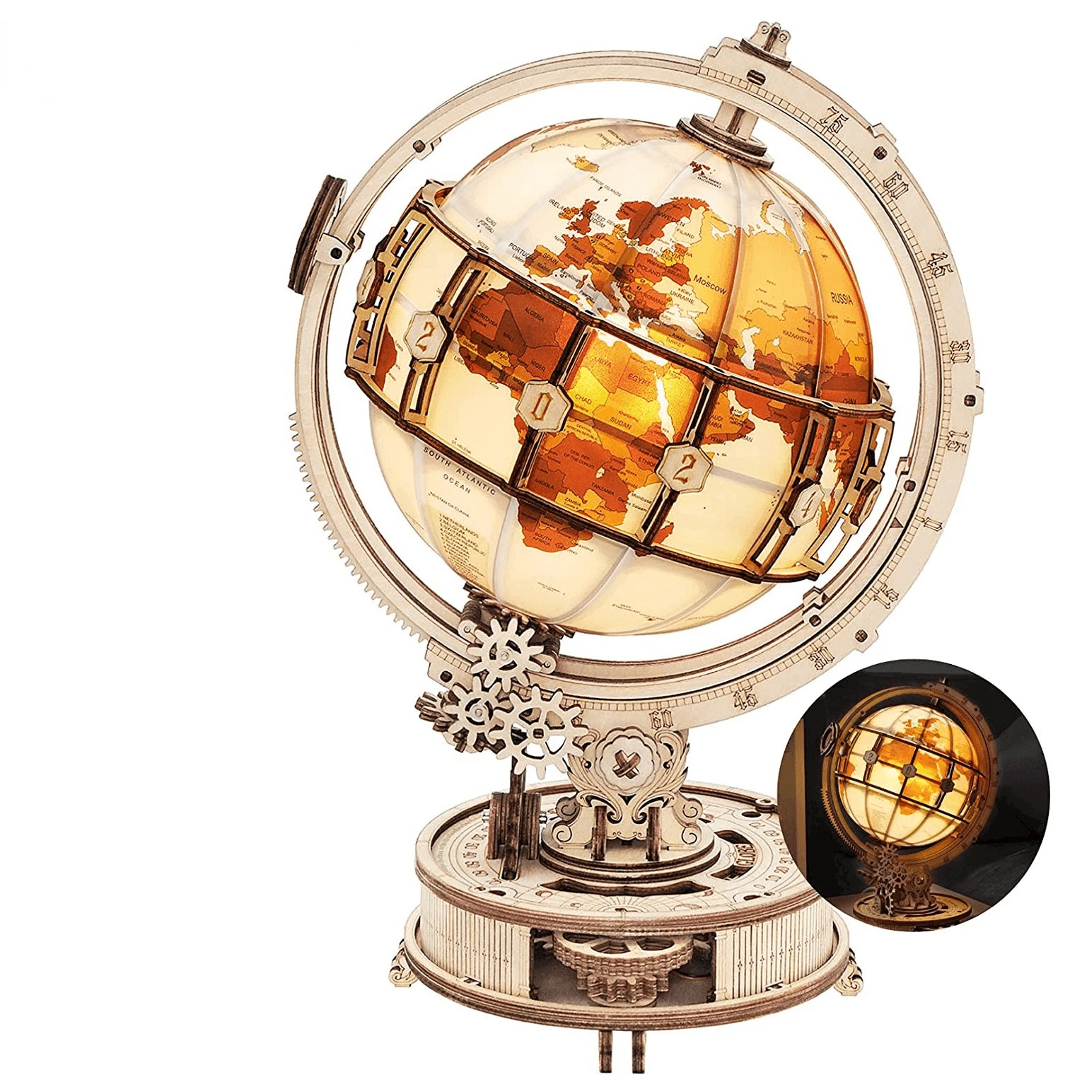 

180PCS Hot Selling Rokr Luminous Globe LED Light Model Building Block Kits Toy Gift for Children Adult 3D Wooden Puzzle Kids