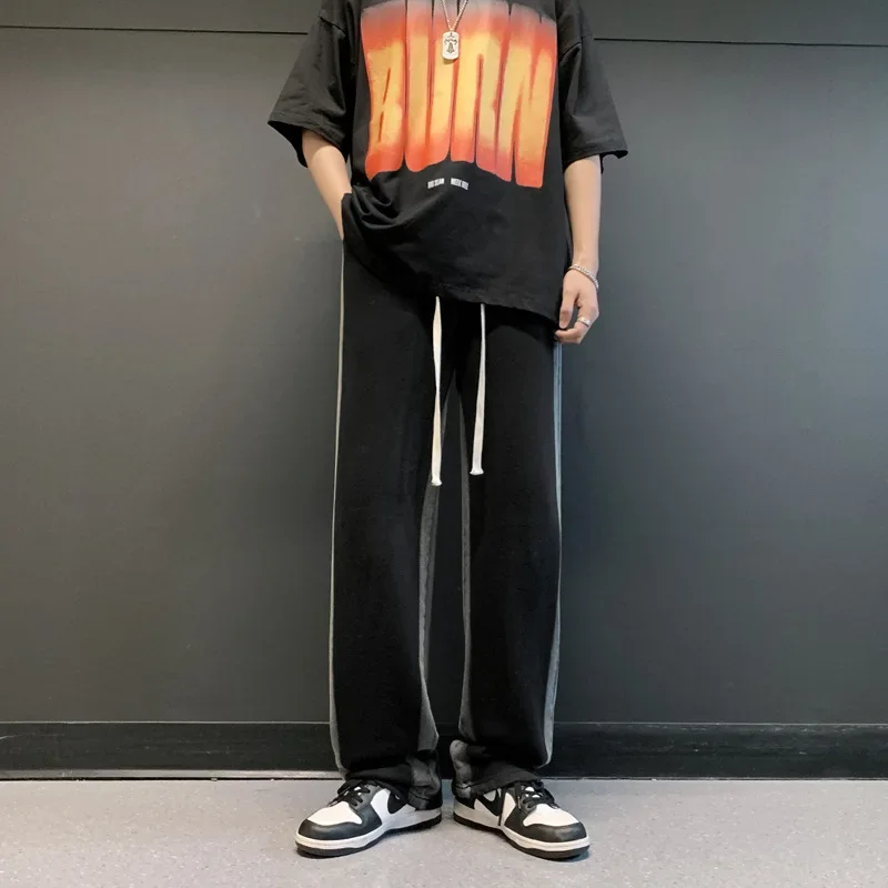 Мужские повседневные прямые брюки свободного кроя в стиле Харадзюку спортивные