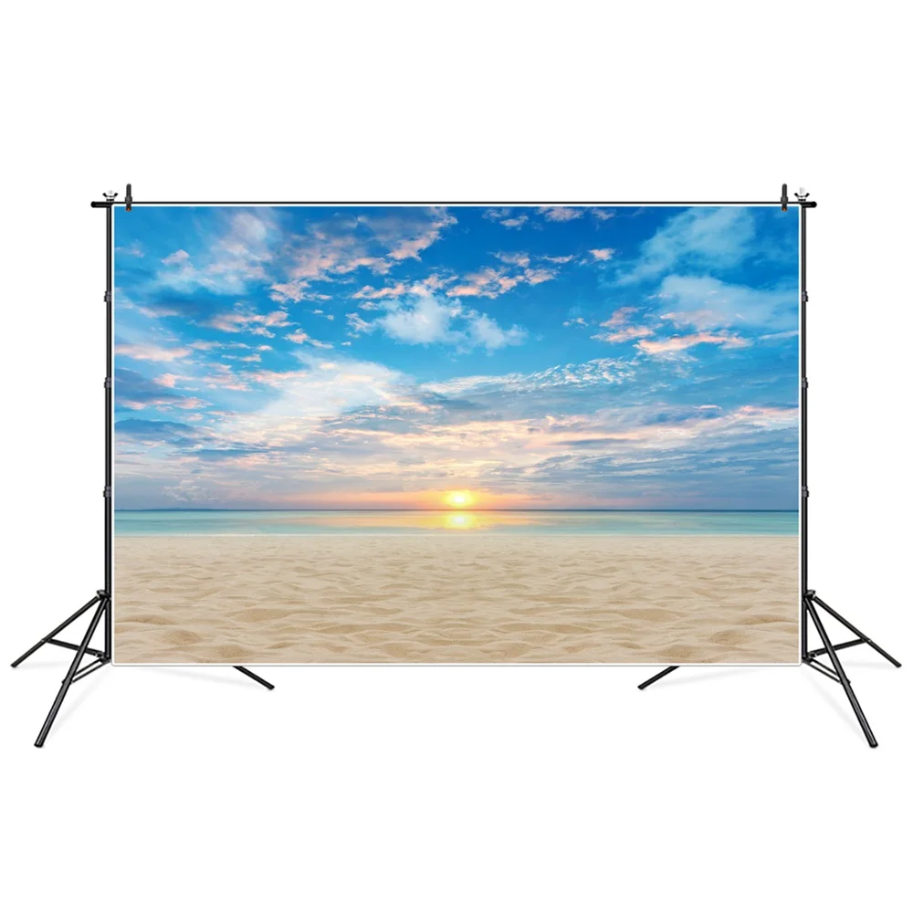 

Seaside Sunsetting Sands Birthday Party Photography Backdrops Children Ocean Beach Vocation Decoration Photographic Backgrounds