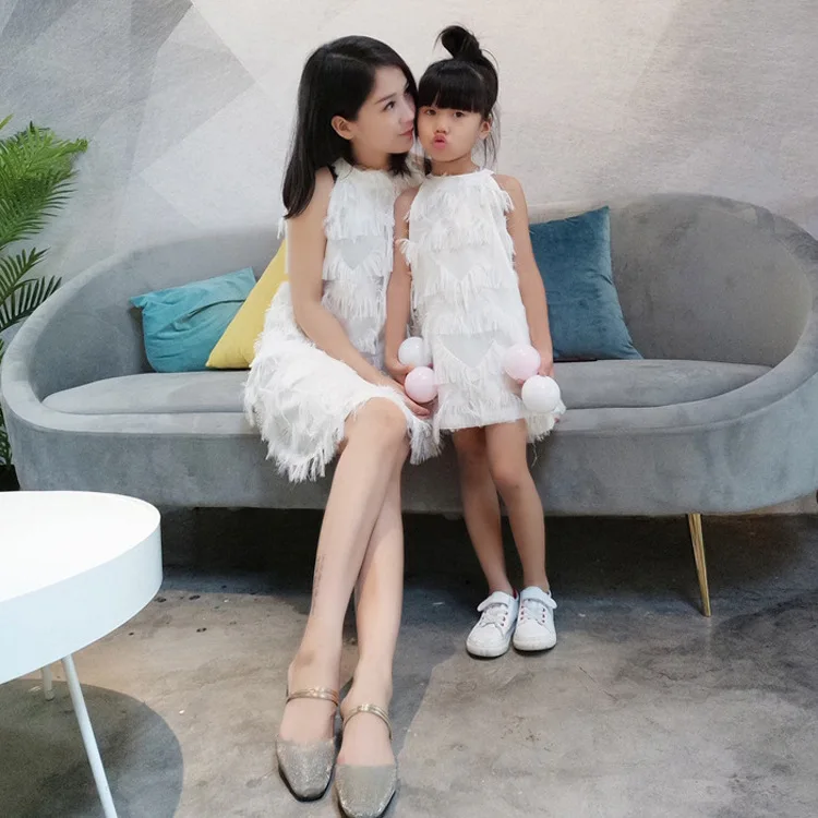 

Summer Dress Mother and Daughter Dress Tassel Princess Dress Westernized Girls Dress Mommy and Daughter Matching Clothes