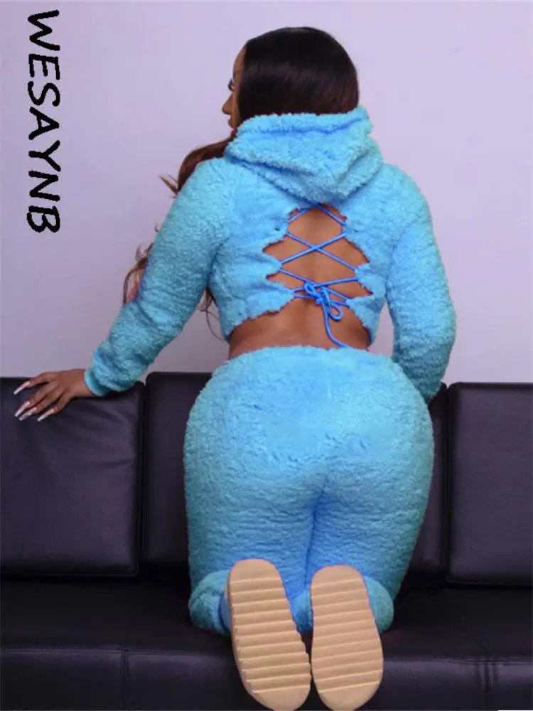 Женский теплый повседневный комплект из 2 предметов толстовка с длинным рукавом