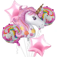 1 set of balloon decorations cartoon unicorn aluminum foil balloons set childrens day birthday party background decorations