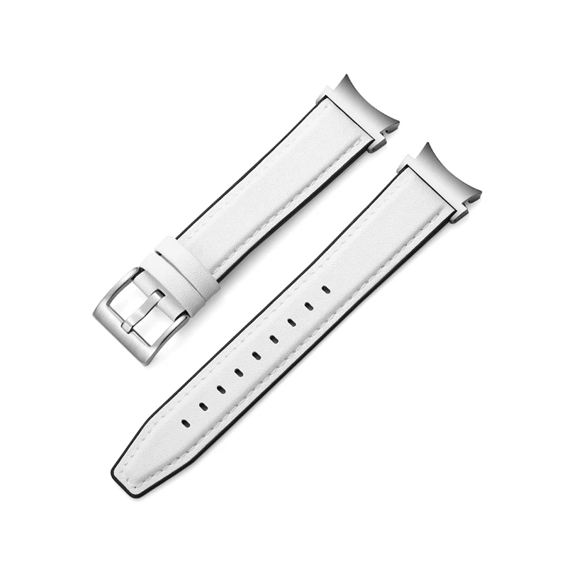 Leather Built-in Silicone Bands for Samsung Galaxy Watch 4 Band Classic 46mm 42mm/Galaxy Watch4 44mm 40mm No Gaps Bracelet Strap