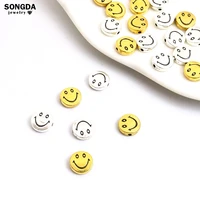 10pcs fashion alloy smiley loose bead classic joy face spacer bead for women diy making bracelet necklace jewelry accessories