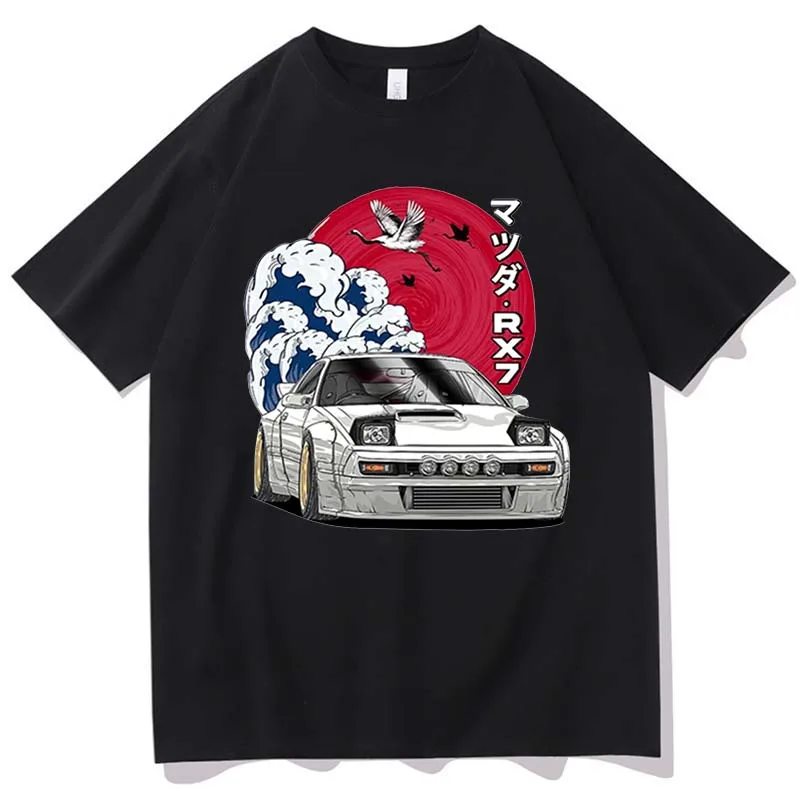 

Футболка Initial D с рисунком аниме для женщин и мужчин, уличная одежда для NipponTurbo, футболки с круглым вырезом, топы из хлопка