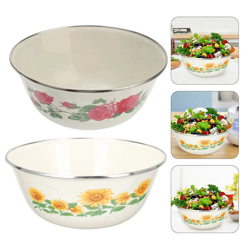 

Bowl Enamel Bowls Noodle Soup Enamelware Basin Dish Kitchen Tableware Washing Ramen Pasta Instant Oil Retro Salad Rice Sauce