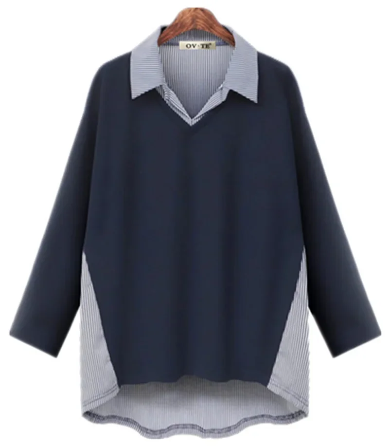 Универсальная рубашка с воротником из двух частей иллюзорный топ свободная