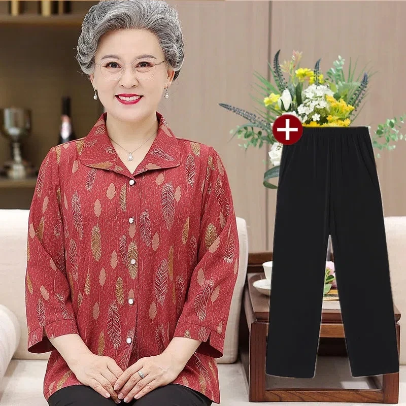 Кардиган для пожилых женщин рубашки Новинка весна-лето 2023 Повседневная Блузка