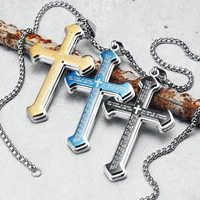 bible cross necklaces scripture 316l stainless steel men pendant chain religion belief for male couple worship jewelry best gift