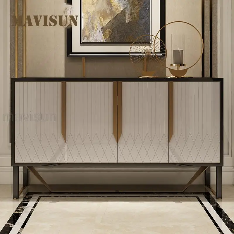 

White Rectangular Large Modern American Solid Wood Sideboard Locker 1.8m Entry Porch Cabinet Light Luxury Decorative Furniture
