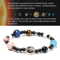 power balance solar system 9 planets universe stars women office natural stones beaded galaxy strand bracelets saturn pluto eart