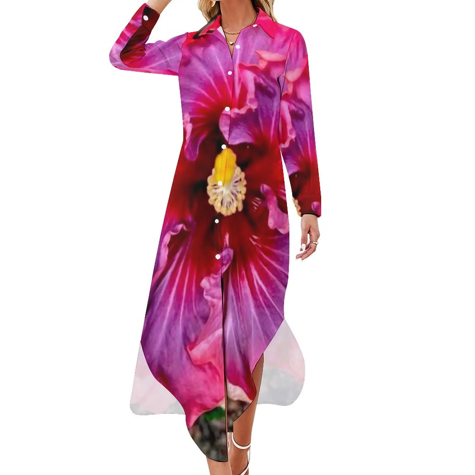 

Женское шифоновое платье с цветочным принтом, розовое пляжное платье, повседневное уличное платье большого размера