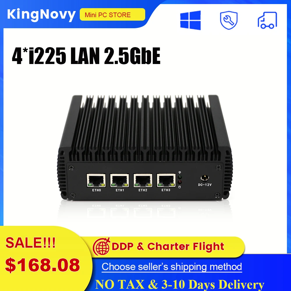 

2,5G Роутер 4 Intel I225 2500M Nics Celeron J4125 DDR4 HD-MI VGA pfSense OPNsense Ubuntu VPN брандмауэр сервер без вентилятора мини-ПК