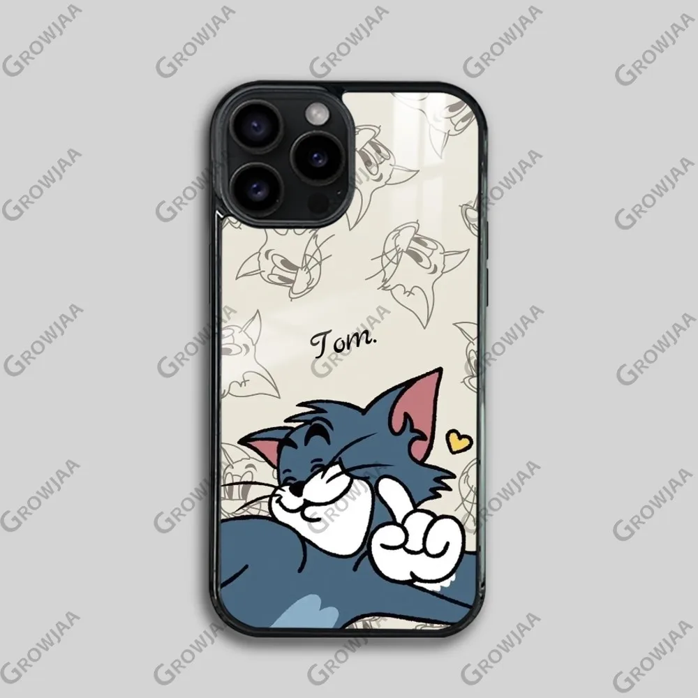 T-Tom And J-Jerry Cartoon Phone Case For iPhone 16 15 14 13 12 11 Pro Max Plus Mini Magsafe Mirror Wireless Magnetic Cover