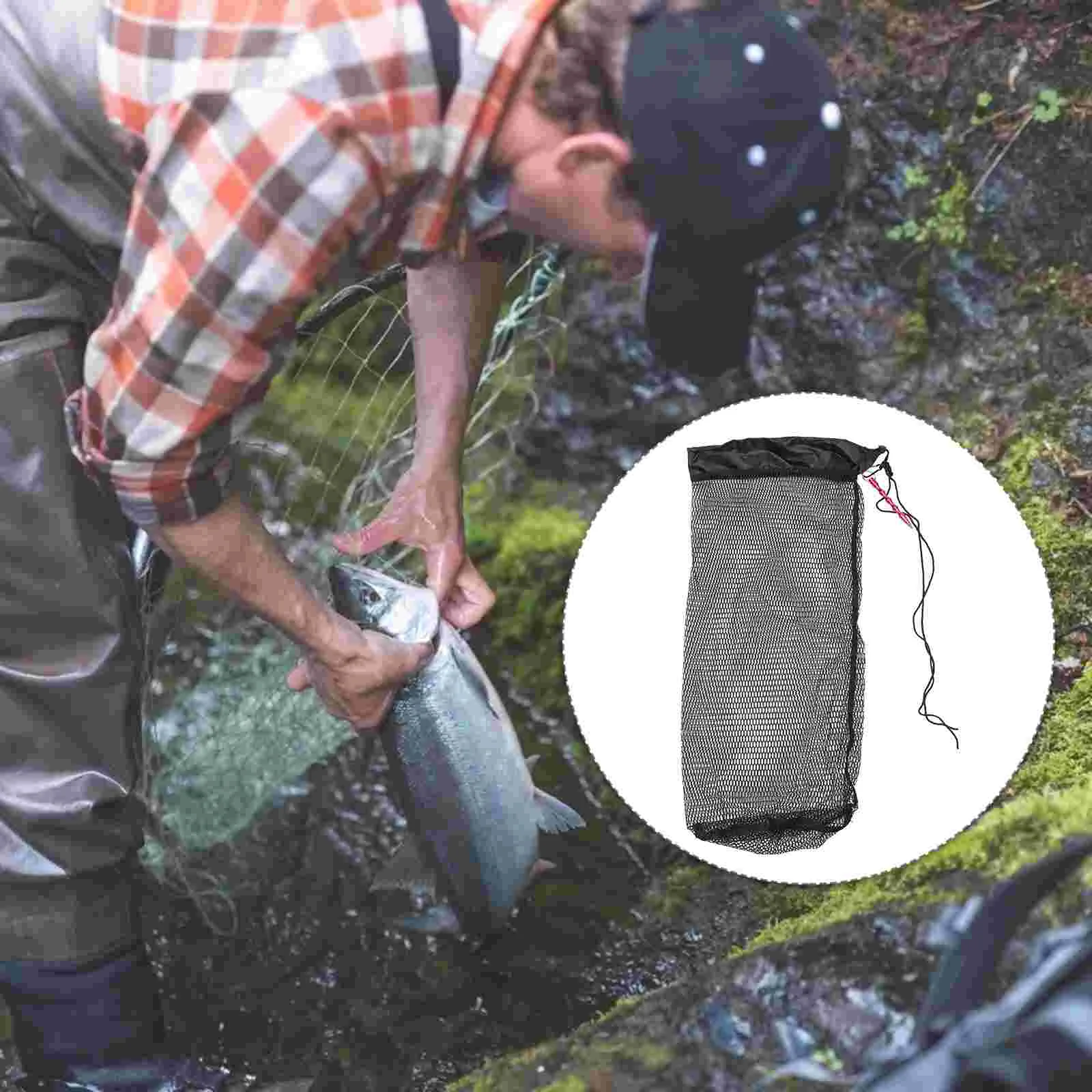 

Fish Fishing Net Basket Collection Bag Nylon Mesh Catching Outdoor Lightweight