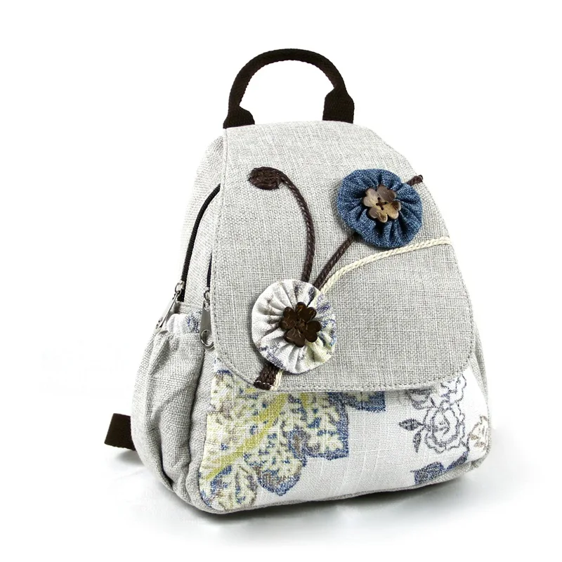 Женский китайский льняной рюкзак Повседневная Ретро сумка через плечо с