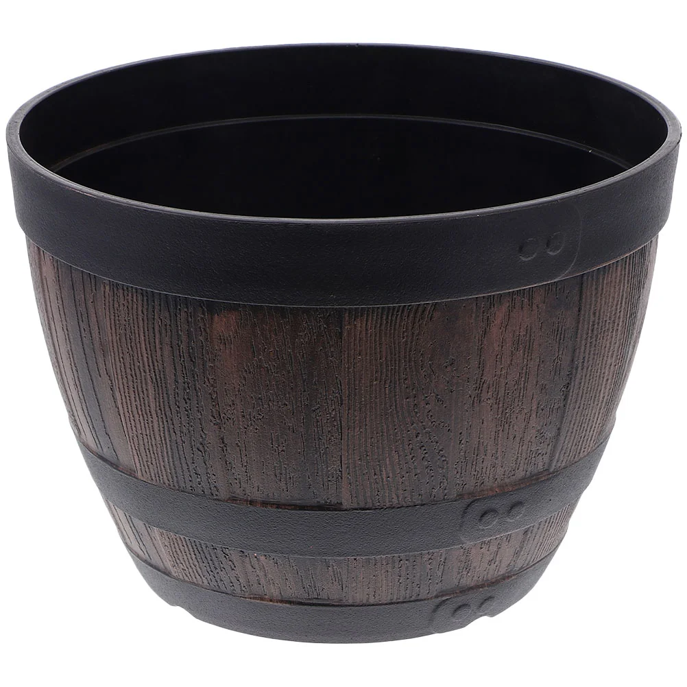 

Flowerpot Creative Plastic Decorative Planter Barrel Succulent Imitation Wood Planting Wooden