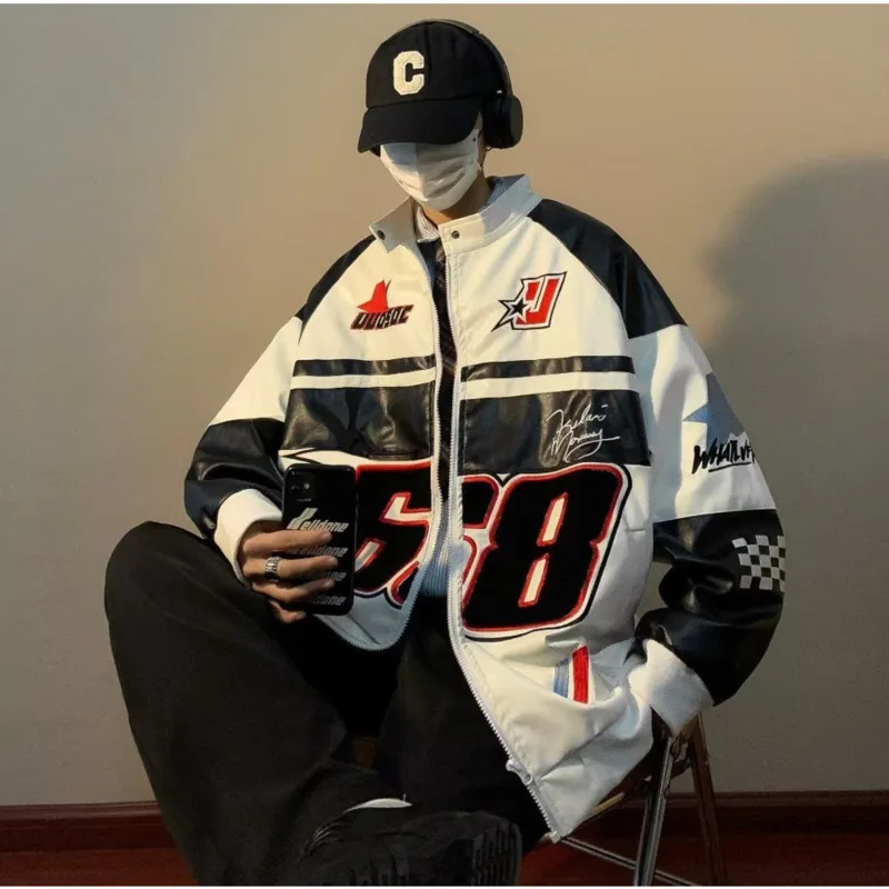 Женская куртка-бомбер из ПУ кожи y2k