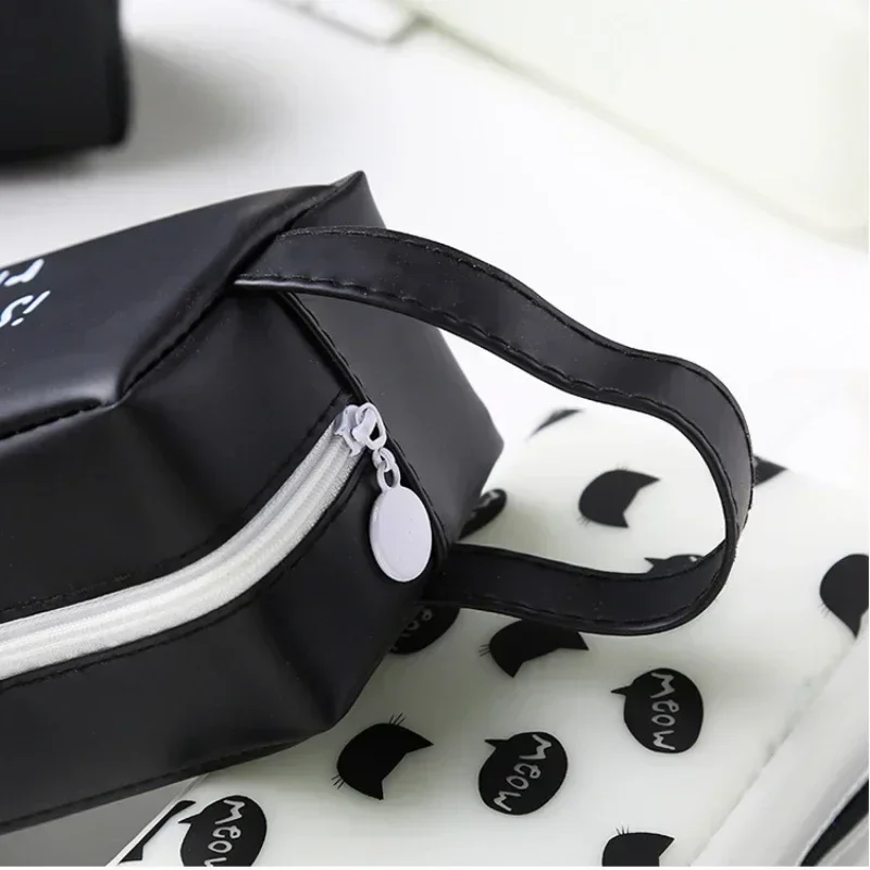 Креативный милый черный белый цвет кот квадратный пенал портативная большая