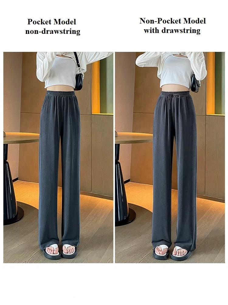 Брюки женские большого размера с широкими штанинами и высокой талией модные