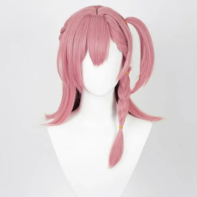 Парик для косплея Game Honkai Star Rail Asta термостойкий Плетеный из коротких темно-розовых