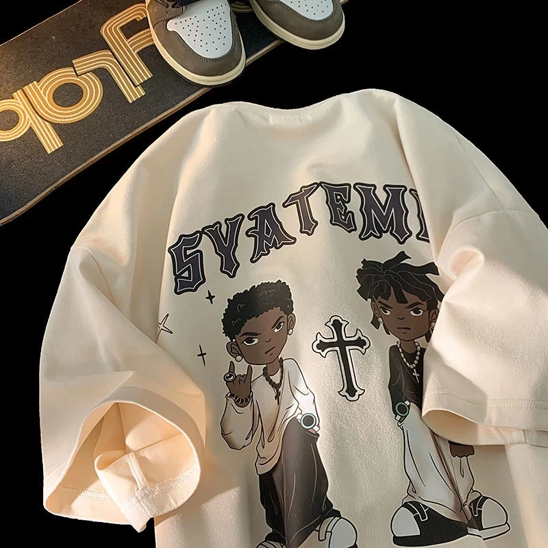 

Vintage Brown T-Shirt Gothic Hip Hop Tee Graphic Oversized Men's Streetwear Print Casual Top Clothes Harajuku Cotton Unisex