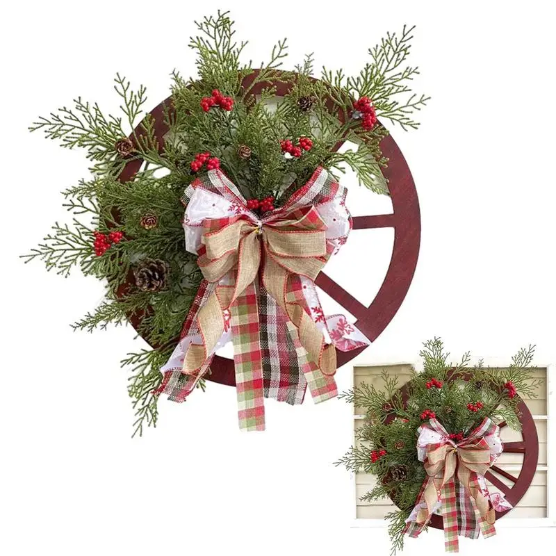 

Decorative Wreaths realistic shape christmas festival Wreath With Red Berries And Pine Cone For Door Wall Porch Window Garden
