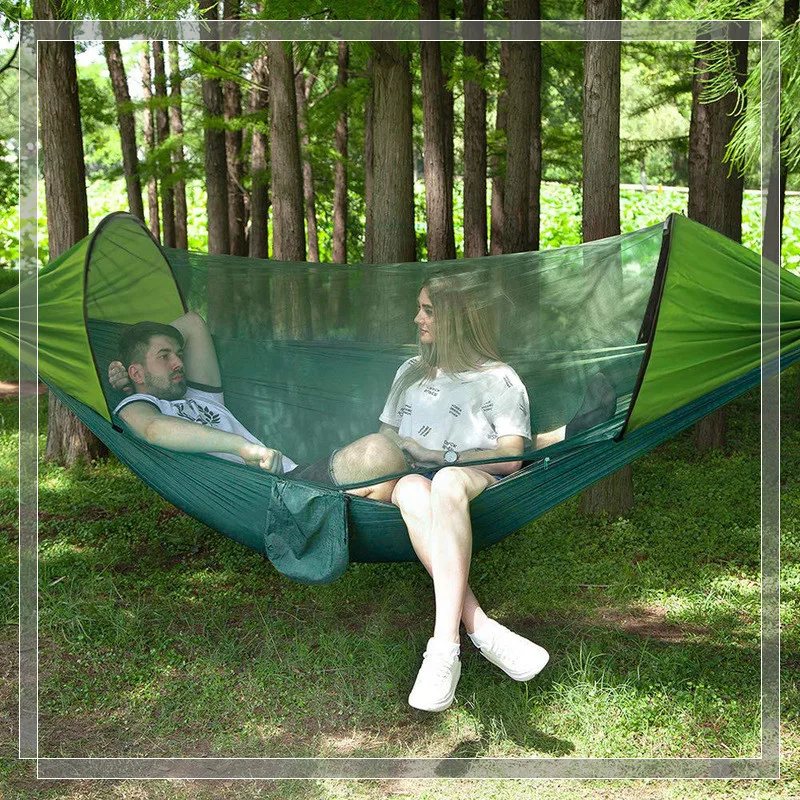 

Two Person Nylon Outdoor Camping Hammock Pop-up Auto-open Anti-mosquito Sunshade Folding Portable The best choice for outdoor