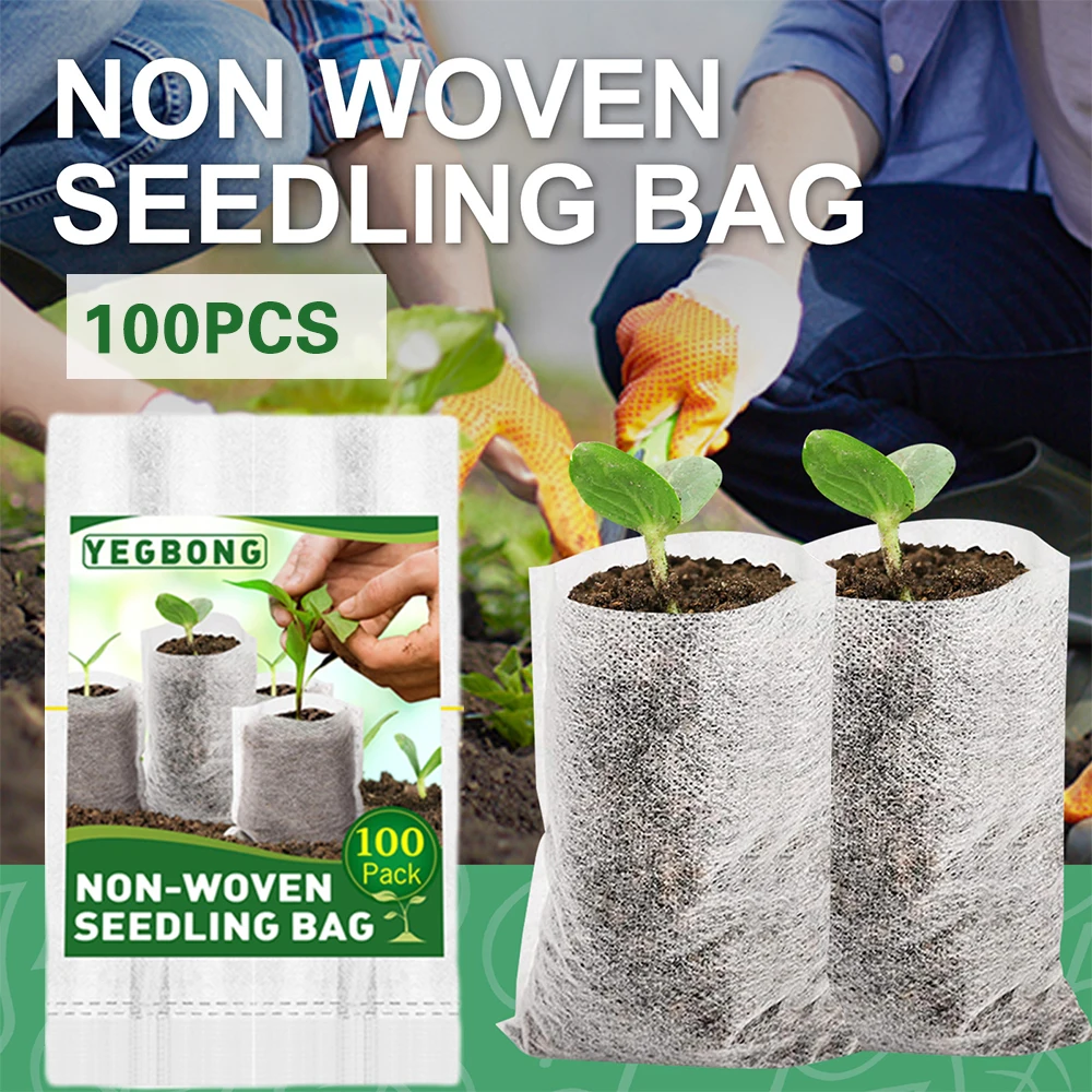 

100pcs Seed Nursery Bags Non-woven Soil Transplant Pouches Plants Grow Bags For Garden Plants Plant Nursery Bags 66cy