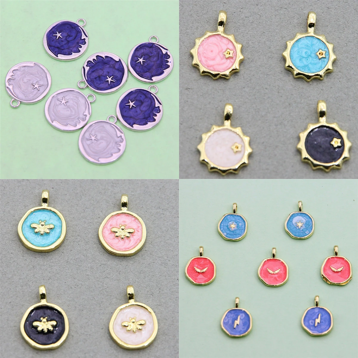 Цепочка с подвеской и серьги из цинкового сплава 10 шт.