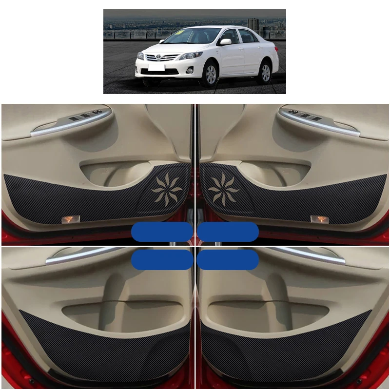 

carbon fiber leather car door anti-kick mat for toyota corolla 2007 2008 2009 2010 2011 2012 2013 carpet interior accessories