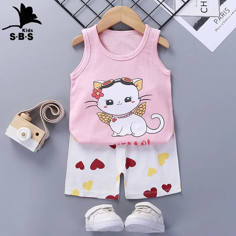 

Children's vest set summer cotton new girls' shorts baby 2-piece children's clothing