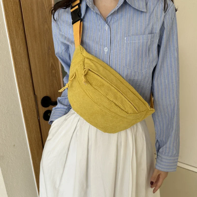 Вельветовая женская поясная сумка парусиновая студенческая через плечо