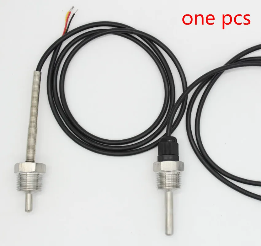 

PT100 SUS304 Platinum Resistance Temperature Sensor 1/2 Thread Probe OD=6 mm 1m PVC 3-core Wire thermowell Stainless Steel