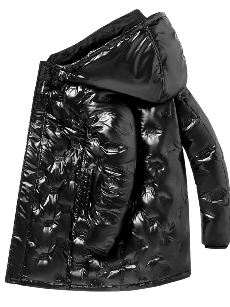 Men's Clothing Down Jacket Medium Length New Pressed White Duck Down Jacket Hooded Outdoor Clothing Warm and Waterproof