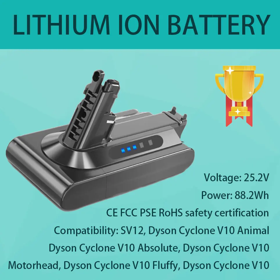 

[Upgrade] 25.2V 88.2Wh is suitable for Dyson Cyclone V10 Animal V10Motorhead V10Total Clean Cordless Vacuum Cleaner