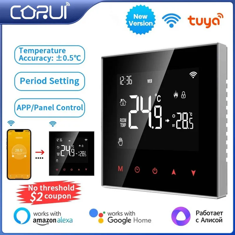 

CORUI Tuya Smart ZigBee Thermostat Temperature Controller For Electric Floor Heating Water/Gas Boiler Voice Work With Google