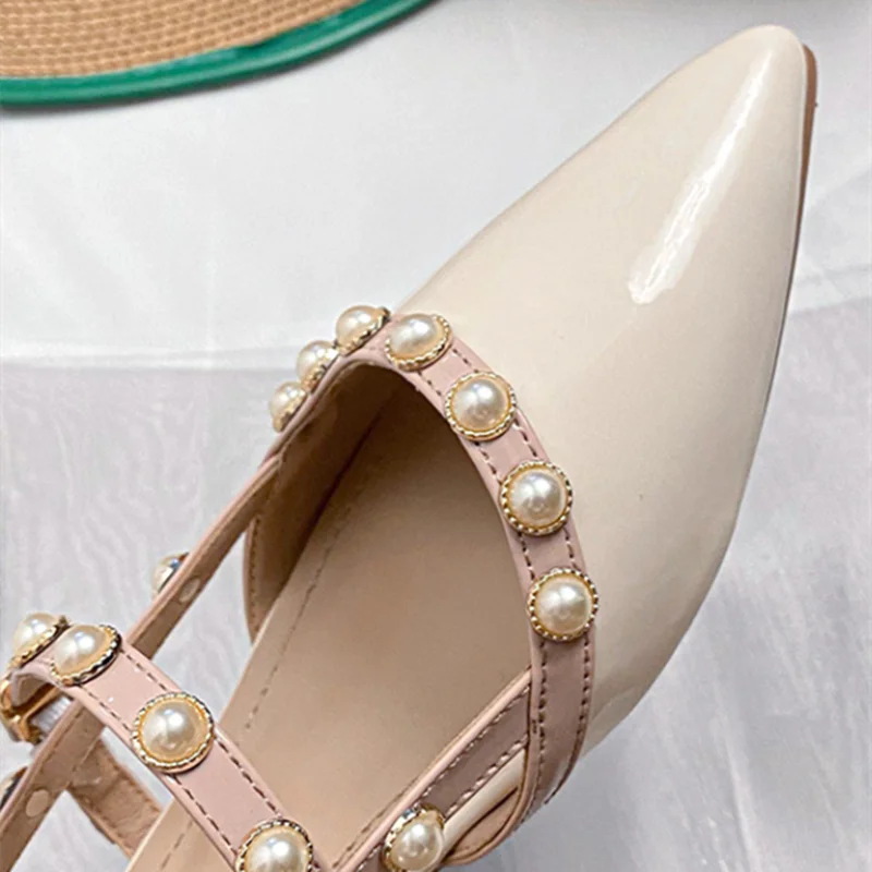 Princess Girls Beading Sandals Patent Leather Lovely Dress Beauties Shoes Pink Beige Blue Wide & Narrow Foot Slip-On 32-48 22cm