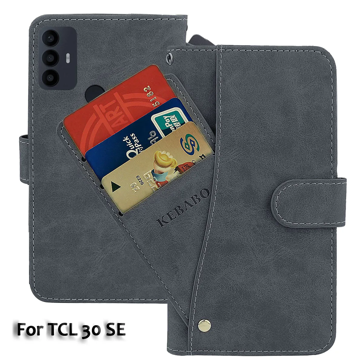 

Кожаный кошелек TCL 30 SE, чехол 6,52 дюйма, модный роскошный чехол-книжка с передней картой 30 SE TCL, магнитные чехлы для телефонов