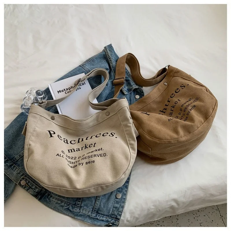 HAEX Casual Street Tote Bag Femme Vintage Large Capacity Women's Bag 2022 Trend Daily Students Hasp Book Crossbody Bolso Mujer