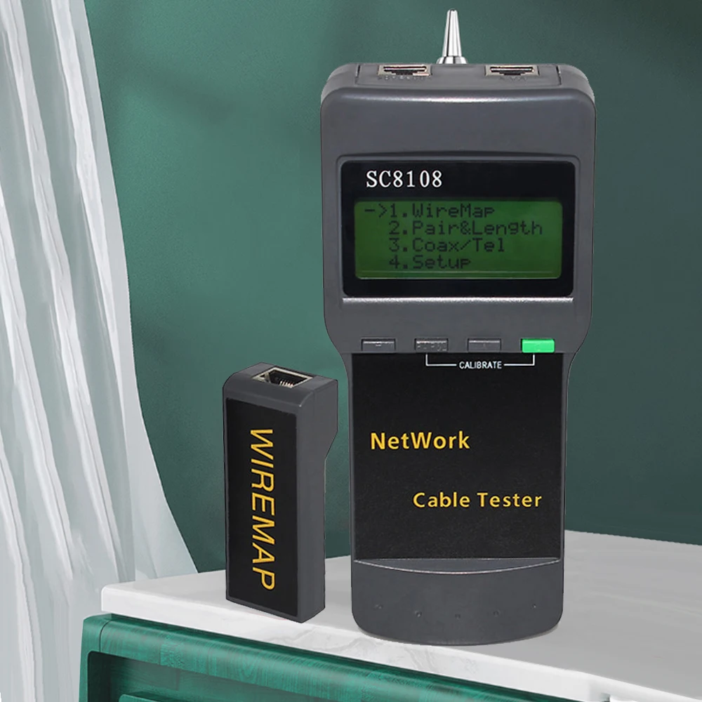 

Многофункциональный тестер SC8108 для сетевого кабеля, беспроводной цифровой измеритель для ПК с ЖК-дисплеем, CAT5 RJ45 LAN, измеритель длины телефо...