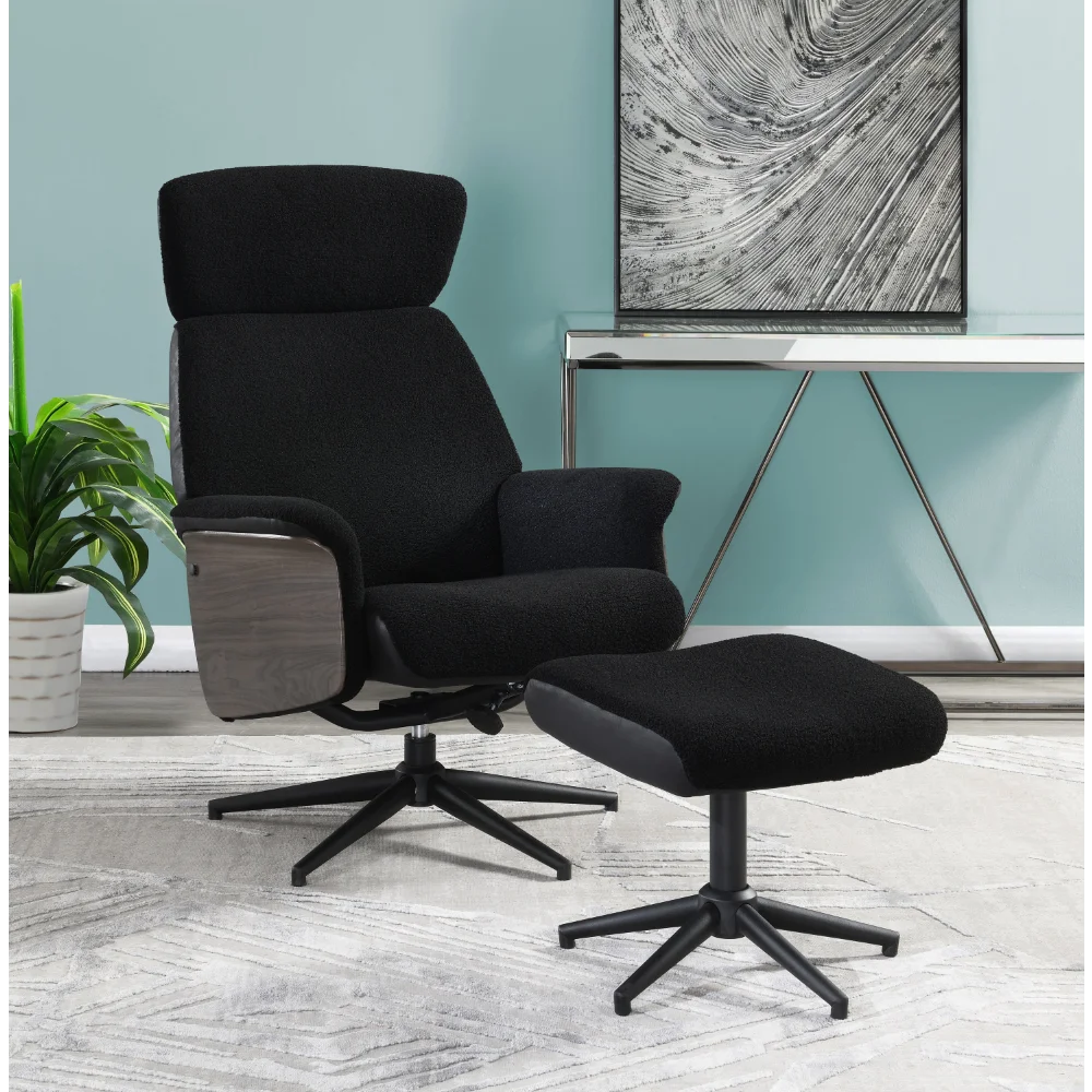 

Adjustable Height Accent Chair with Ottoman Black