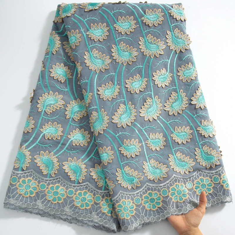 SJD швейцарская вуаль кружева в африканском стиле 3D хлопковая кружевная ткань 2024