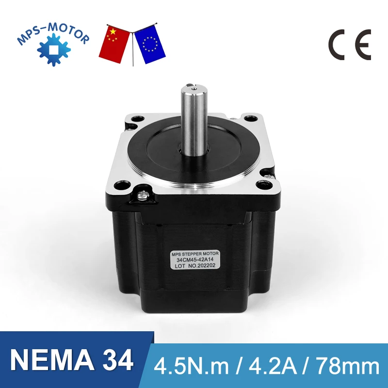 Шаговый двигатель Nema34 для гравировального станка с ЧПУ, 86x78 мм, 4,5 нм, 4,2 А, диаметр 14 мм, с одним валом, 637oz-in Nema 34