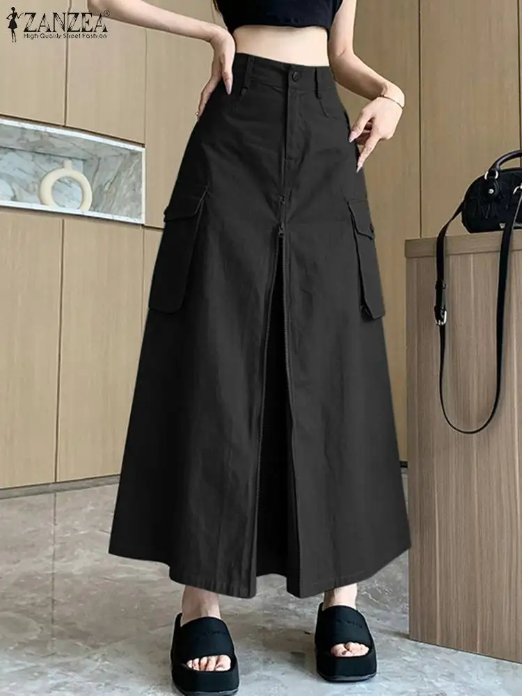 ZANZEA женская длинная клетчатая юбка с пузырьками повседневная уличная одежда